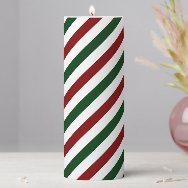 Customizable Christmas Stripes Pillar Candle (In Situ)