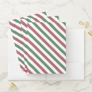 Customizable Christmas Stripes Pocket Folder