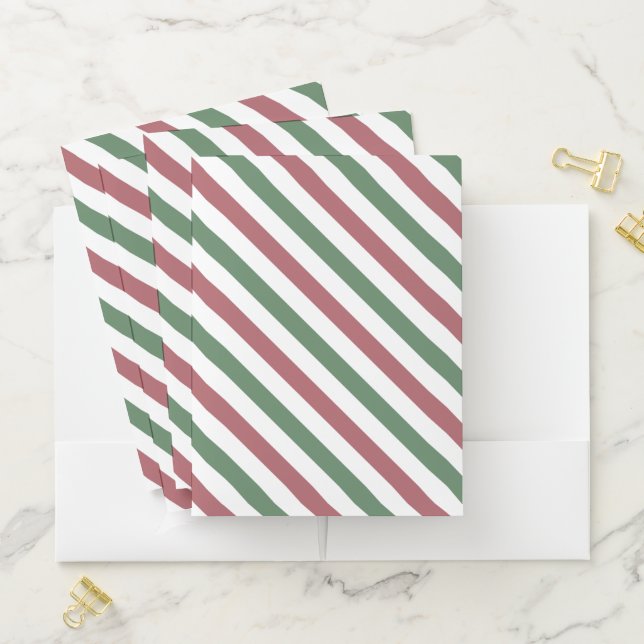 Customizable Christmas Stripes Pocket Folder (In Situ)