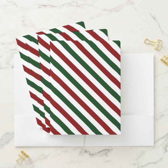 Customizable Christmas Stripes Pocket Folder (In Situ)