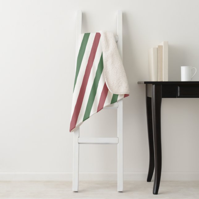 Customizable Christmas Stripes Sherpa Blanket (In Situ)