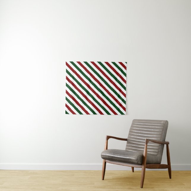 Customizable Christmas Stripes Tapestry (In Situ (Horizontal))