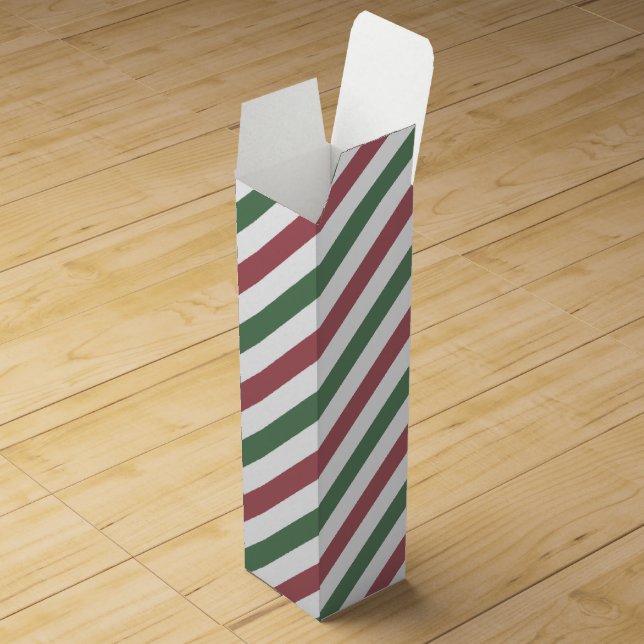 Customizable Christmas Stripes Wine Box (Opened)