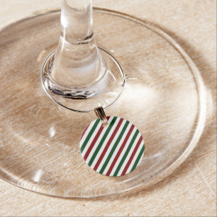 Customizable Christmas Stripes Wine Charm