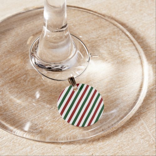 Customizable Christmas Stripes Wine Charm