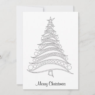 Customizable Christmas Tree Holiday Card to Color