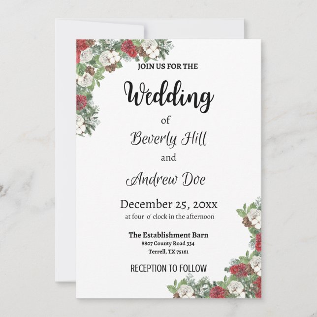 Customizable Christmas Wedding Invitation (Front)