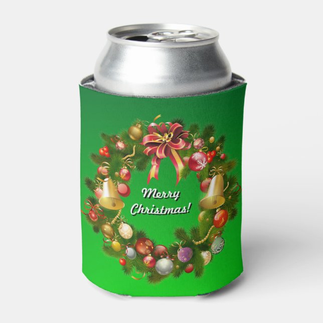 Customizable Christmas Wreath Can Cooler (Can Front)