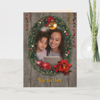 Customizable Christmas Wreath Holiday Card