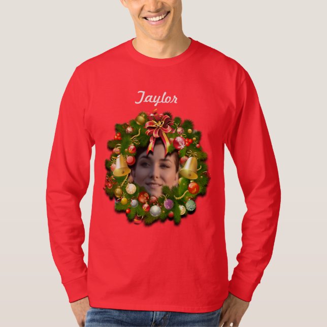 Customizable Christmas Wreath T-Shirt (Front)