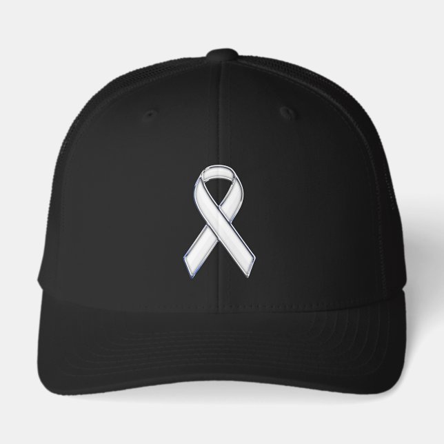 Customizable Chrome Like White Ribbon Awareness (Front)
