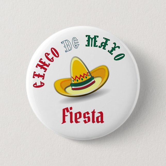 Customizable Cinco de Mayo May 5 Festival Button (Front)