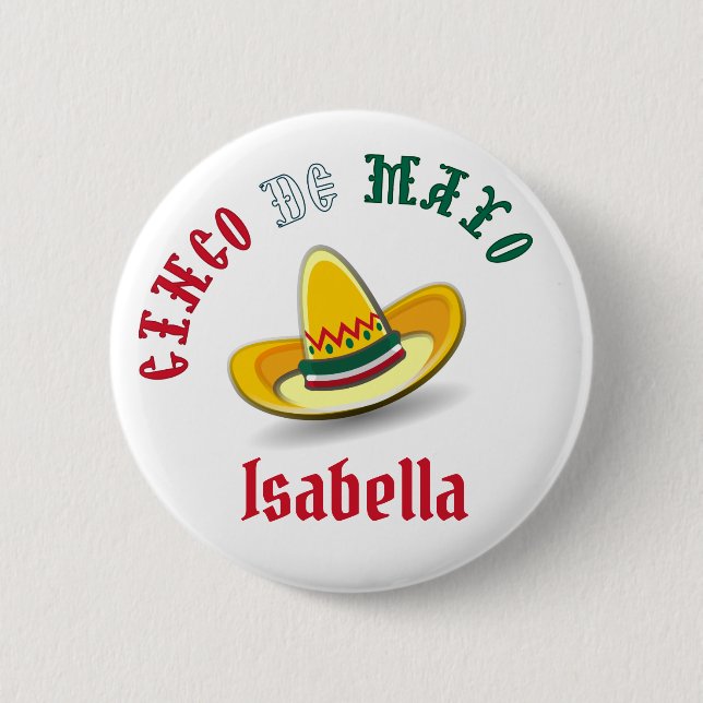 Customizable Cinco de Mayo May 5 Fiesta Button (Front)