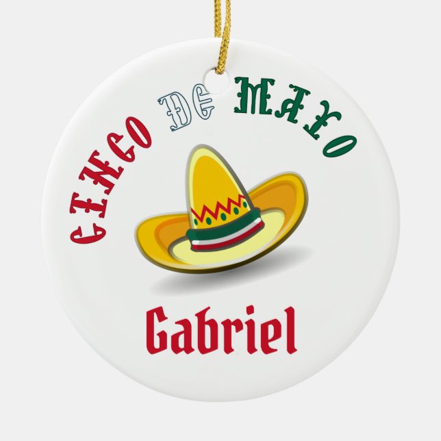 Customizable Cinco de Mayo May 5 Fiesta Ceramic Ornament (Front)