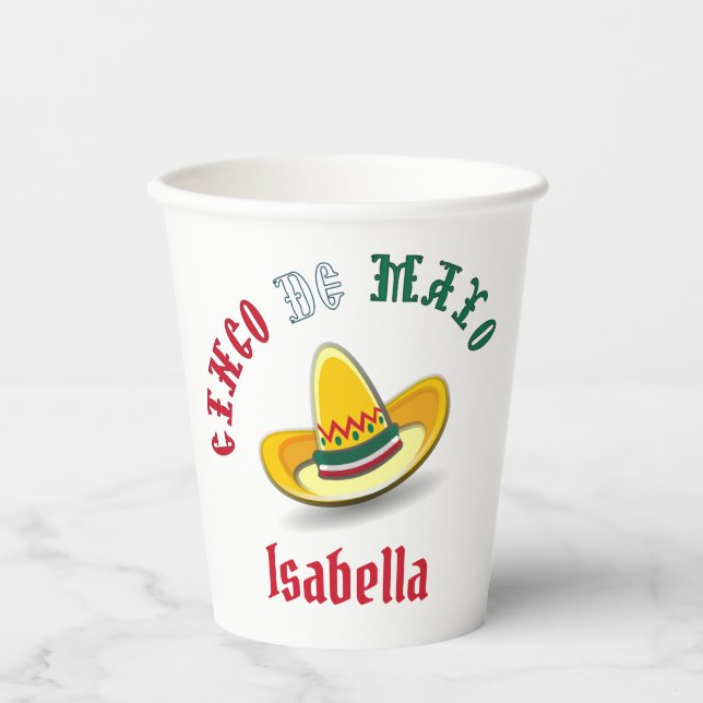 Customizable Cinco de Mayo May 5 Fiesta Paper Cups (Front)