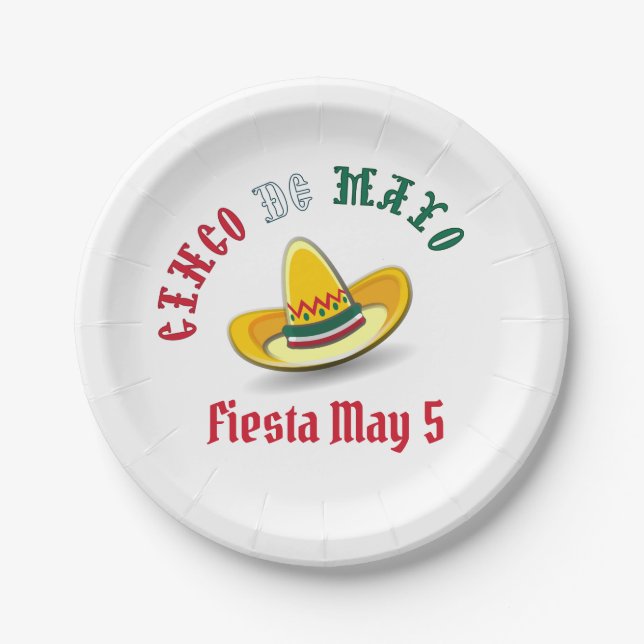 Customizable Cinco de Mayo May 5 Fiesta Paper Plates (Front)