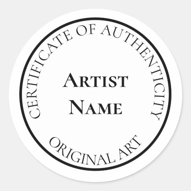 Customizable Circle Certificate of Authenticity Classic Round Sticker (Front)