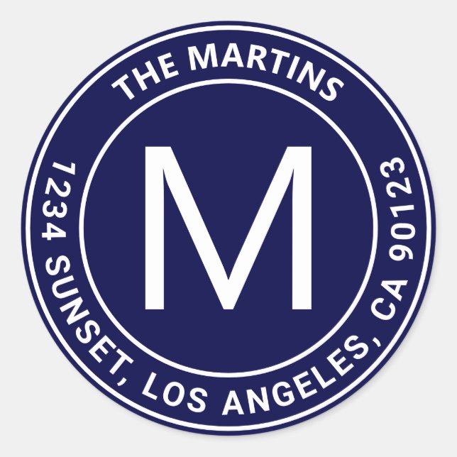 Customizable Circular Text Return Address Classic  Round Sticker (Front)
