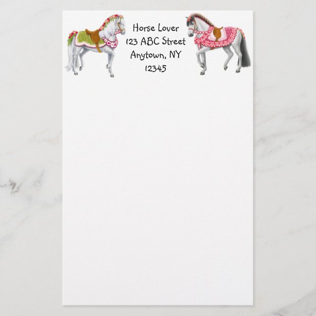 Customizable Circus Horses Stationery (Front)