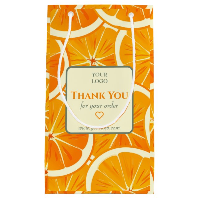 Customizable Citrus Business Thank You  Small Gift Bag (Front)