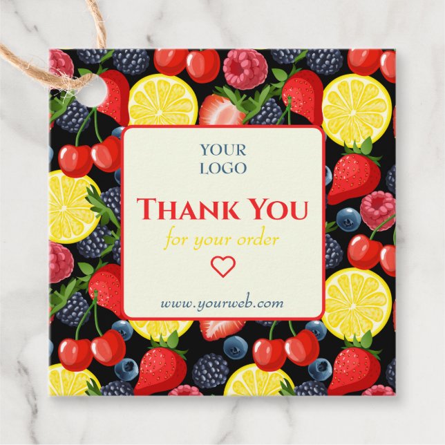 Customizable Citrus Business Thank You Tag (Front)