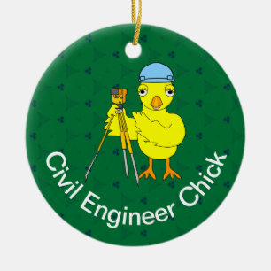 Customizable Civil Engineering Chick Ceramic Ornament