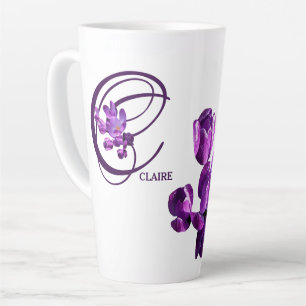 Customizable Claire name pretty purple floral fun Latte Mug