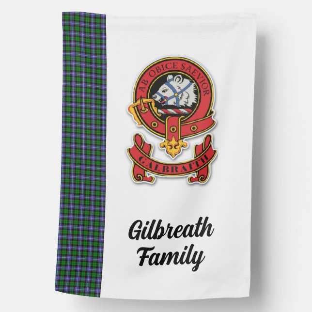 Customizable Clan Galbraith Flag with Tartan (Front)