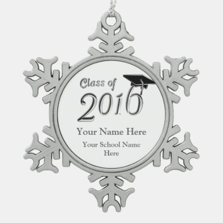 Customizable Class Of 2016 Snowflake Pewter Christmas Ornament