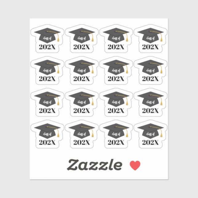 Customizable Class Of 202X Senior Graduation Hat  Sticker (Sheet)