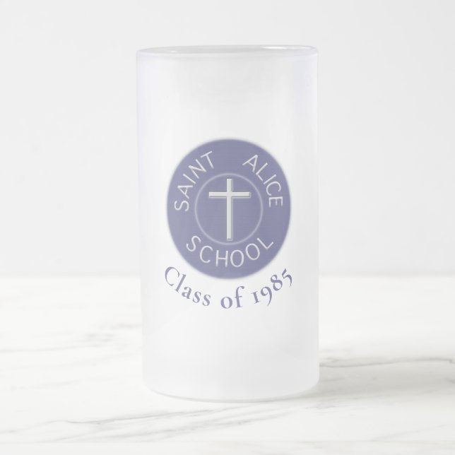 Customizable Class of Saint Alice Trad Patch  Frosted Glass Beer Mug (Center)
