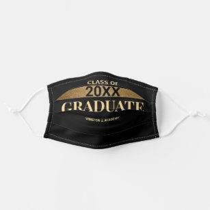 Customizable Class of [Year] Black Gold Graduation Adult Cloth Face Mask