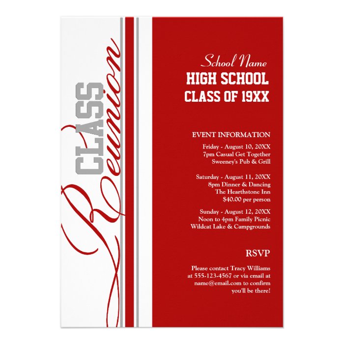 Customizable Class Reunion Invitations