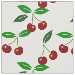Customizable Classic Cherry Fruit and Leaf Fabric
