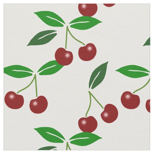 Customizable Classic Cherry Fruit and Leaf Fabric