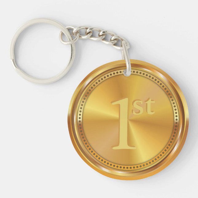 Customizable Classic Gold Medal. Keychain (Front)