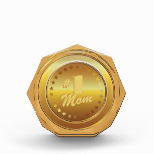 Customizable Classic Gold Medal. Number One Mom. Award
