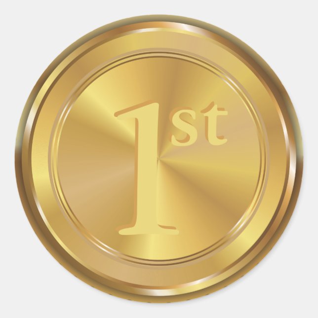 Customizable Classic Gold Medal. Round Sticker (Front)