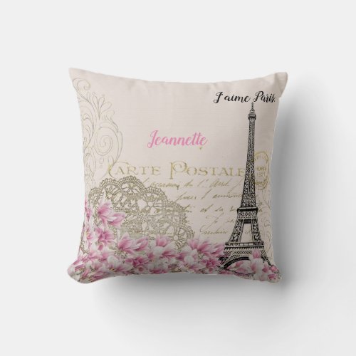 Customizable Classic Paris Motif  Throw Pillow