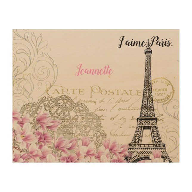 Customizable Classic Paris Motif  Wood Wall Art (Front)