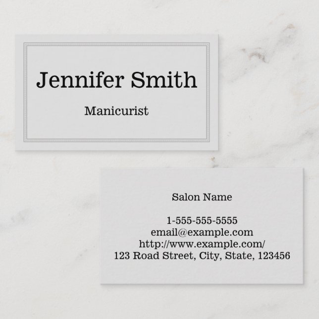 Customizable & Clean Manicurist Business Card (Front/Back)