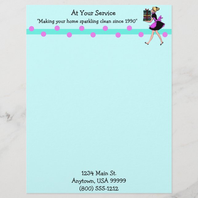 Customizable Cleaning Service Letterhead (Front)