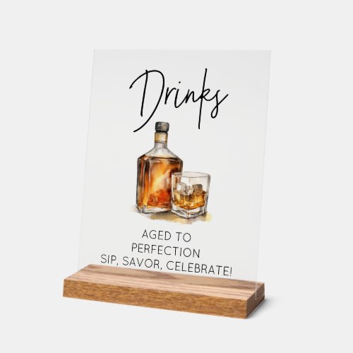 Customizable Clear Acrylic Whiskey Bar Drinks Sign