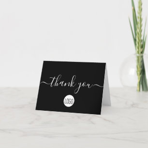 Customizable client Appreciation Black White Chic Letterpress Thank You Card
