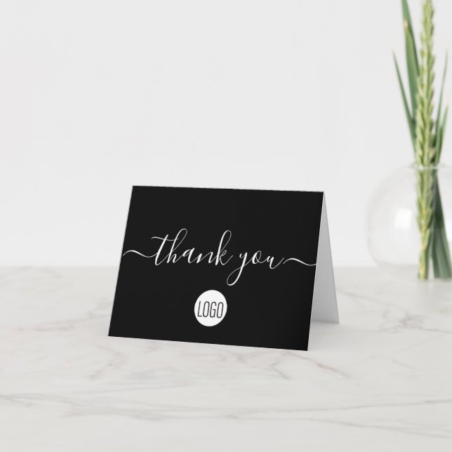 Customizable client Appreciation Black White Chic Letterpress Thank You Card (Front)