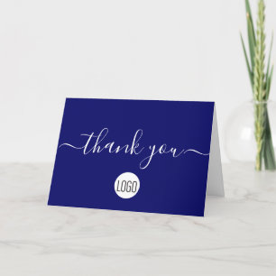 Customizable client Appreciation Blue White Chic Letterpress Thank You Card