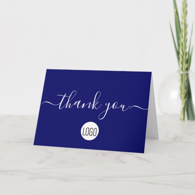 Customizable client Appreciation Blue White Chic Letterpress Thank You Card (Front)