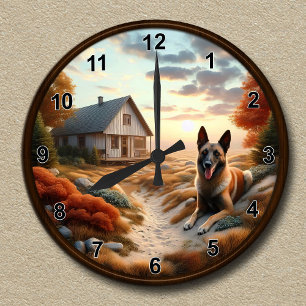 Customizable Clock with a Belgian Malinois