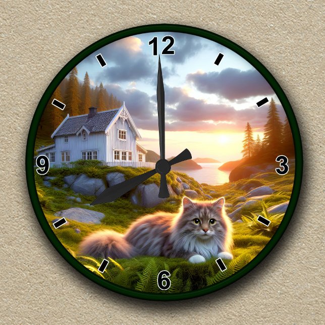 Customizable Clock With a Norwegian Forest Cat (Creator Uploaded)