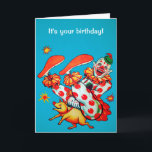 Customizable Clown Riding Pig Greeting Card<br><div class="desc">Customizable creepy clown greeting card.  Custom restored,  high quality vintage clown image.</div>
